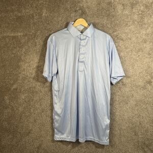 Collars & Co Men's Large Blue Houndstooth Polo Shirt Short Sleeve Performance